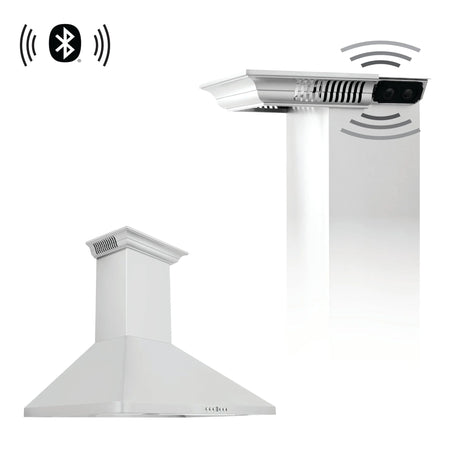 ZLINE 30" CrownSound™ Ducted Vent Wall Mount Range Hood in Stainless Steel with Built-in Bluetooth Speakers