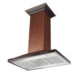 ZLINE 36" Designer Series Convertible Vent Island Mount Range Hood in Hand Hammered Copper