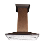 ZLINE 30" Designer Series Hand Hammered Copper Convertible Vent Island Mount Range Hood front baffle