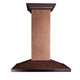 ZLINE 30" Designer Series Hand Hammered Copper Convertible Vent Island Mount Range Hood front view