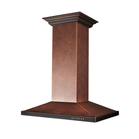 ZLINE 30" Designer Series Hand Hammered Copper Convertible Vent Island Mount Range Hood right view