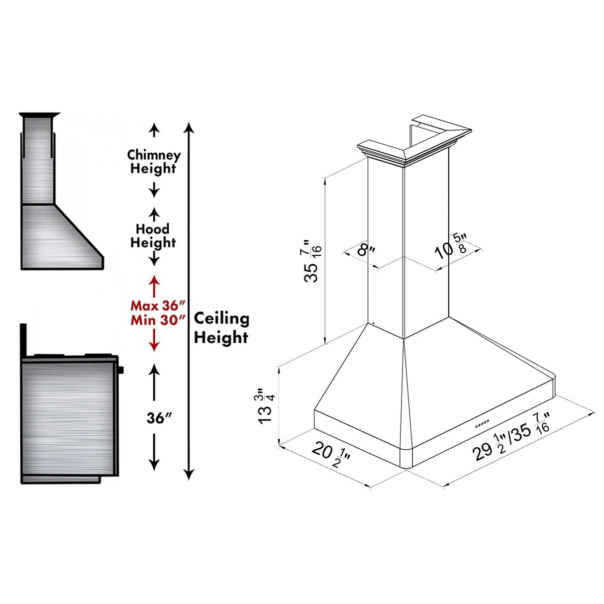 ZLINE 30" Ducted Wall Mount Range Hood in Fingerprint Resistant Stainless Steel