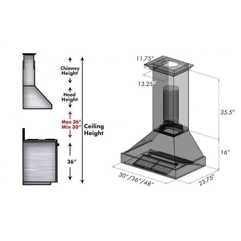 ZLINE 30" DuraSnow Stainless Steel Range Hood (8654BLM-30)