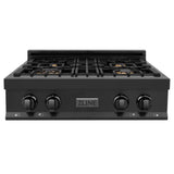 ZLINE 30" Porcelain Gas Stovetop in Black Stainless Steel with 4 Gas Brass Burners