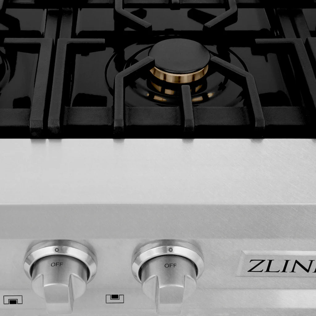 ZLINE 30" Porcelain Gas Stovetop in DuraSnow Stainless Steel with 4 Gas Brass Burners