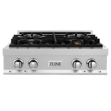 ZLINE 30" Porcelain Gas Stovetop in DuraSnow Stainless Steel with 4 Gas Brass Burners