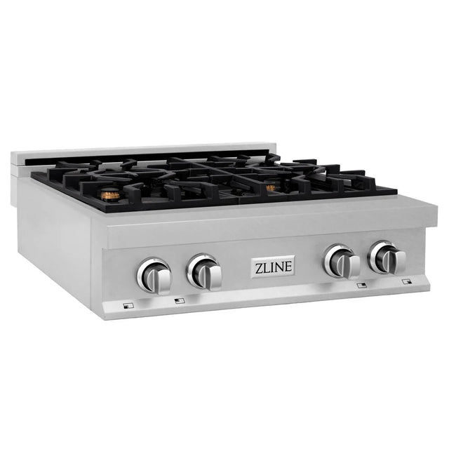 ZLINE 30" Porcelain Gas Stovetop in DuraSnow Stainless Steel with 4 Gas Brass Burners