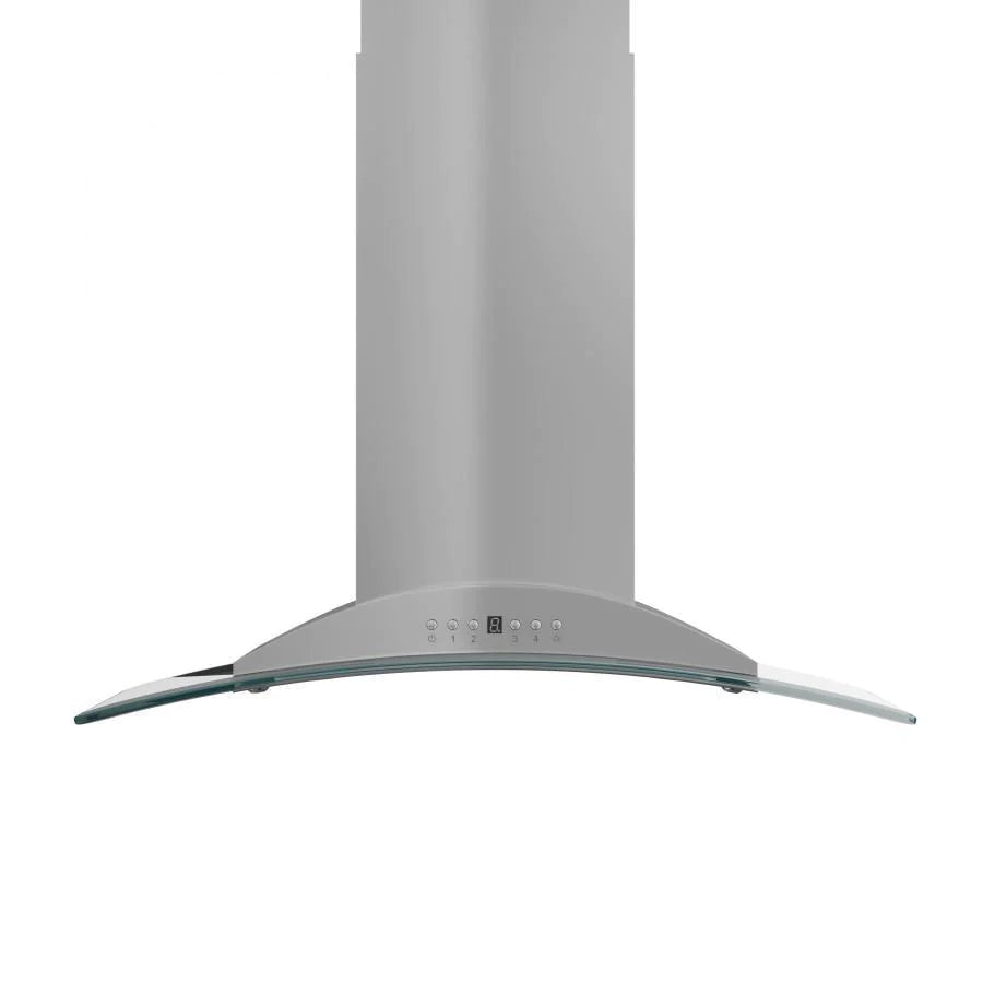 ZLINE 30" Convertible Vent Island Mount Range Hood in Stainless Steel & Glass