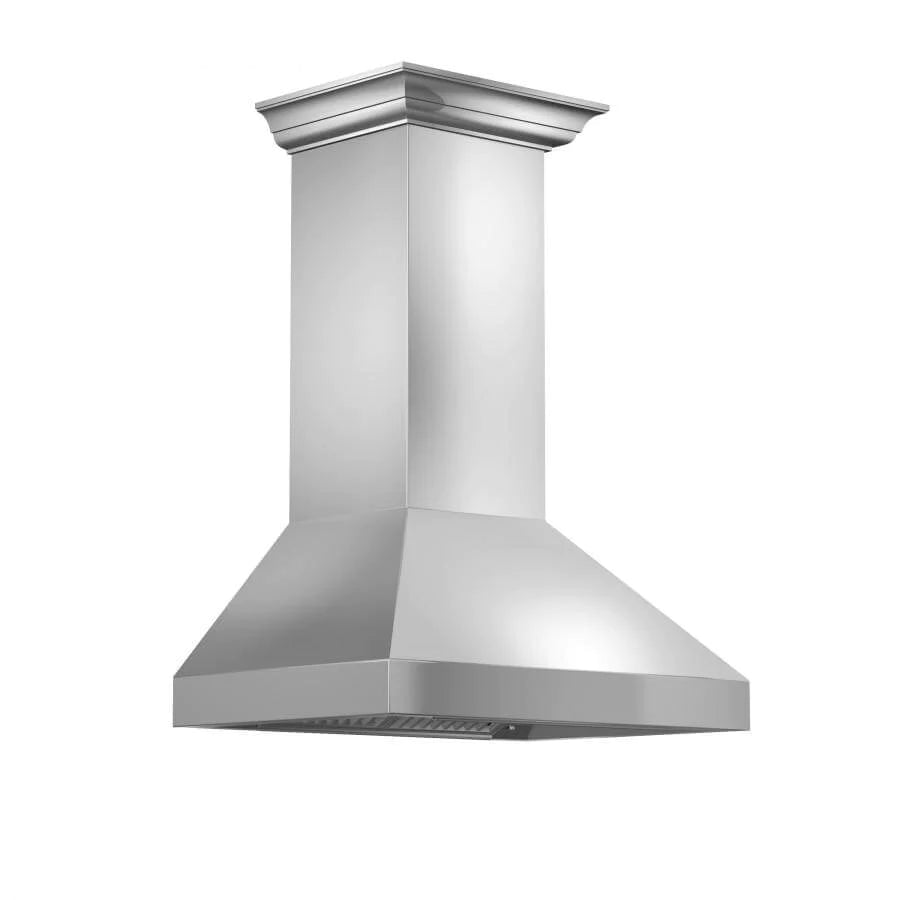 ZLINE 30" Professional Convertible Vent Wall Mount Range Hood in Stainless Steel with Crown Molding