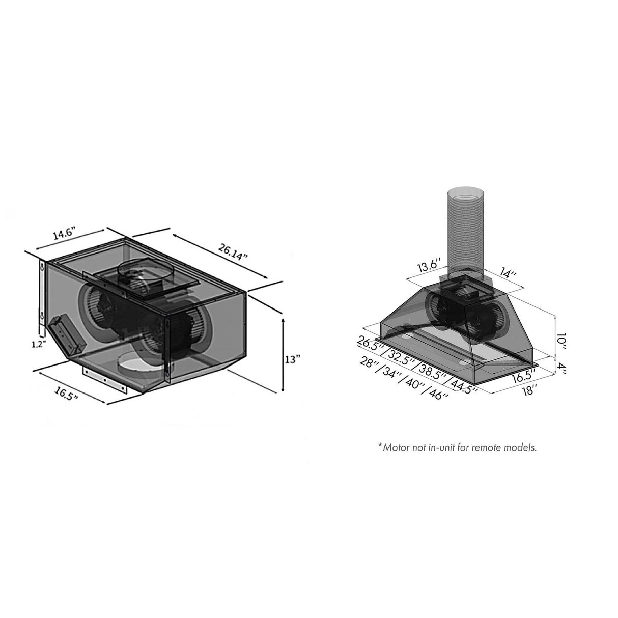 ZLINE 34" Ducted Remote Blower Range Hood Insert in Stainless Steel