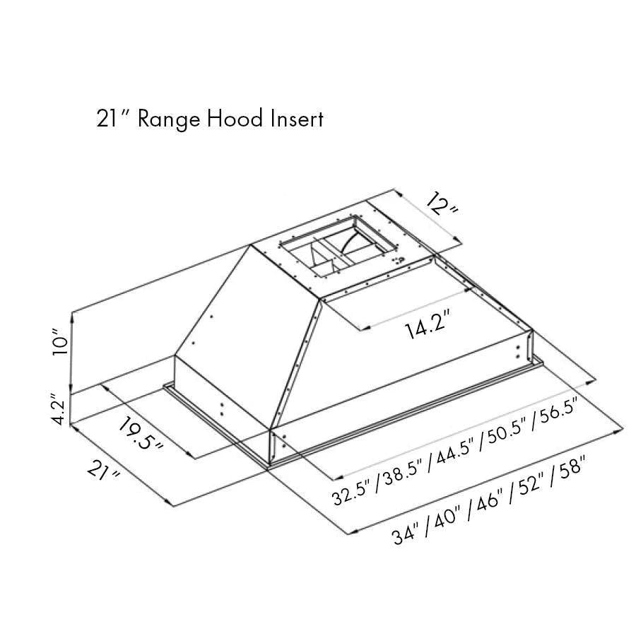 ZLINE 34" Ducted Wall Mount Range Hood Insert in Stainless Steel