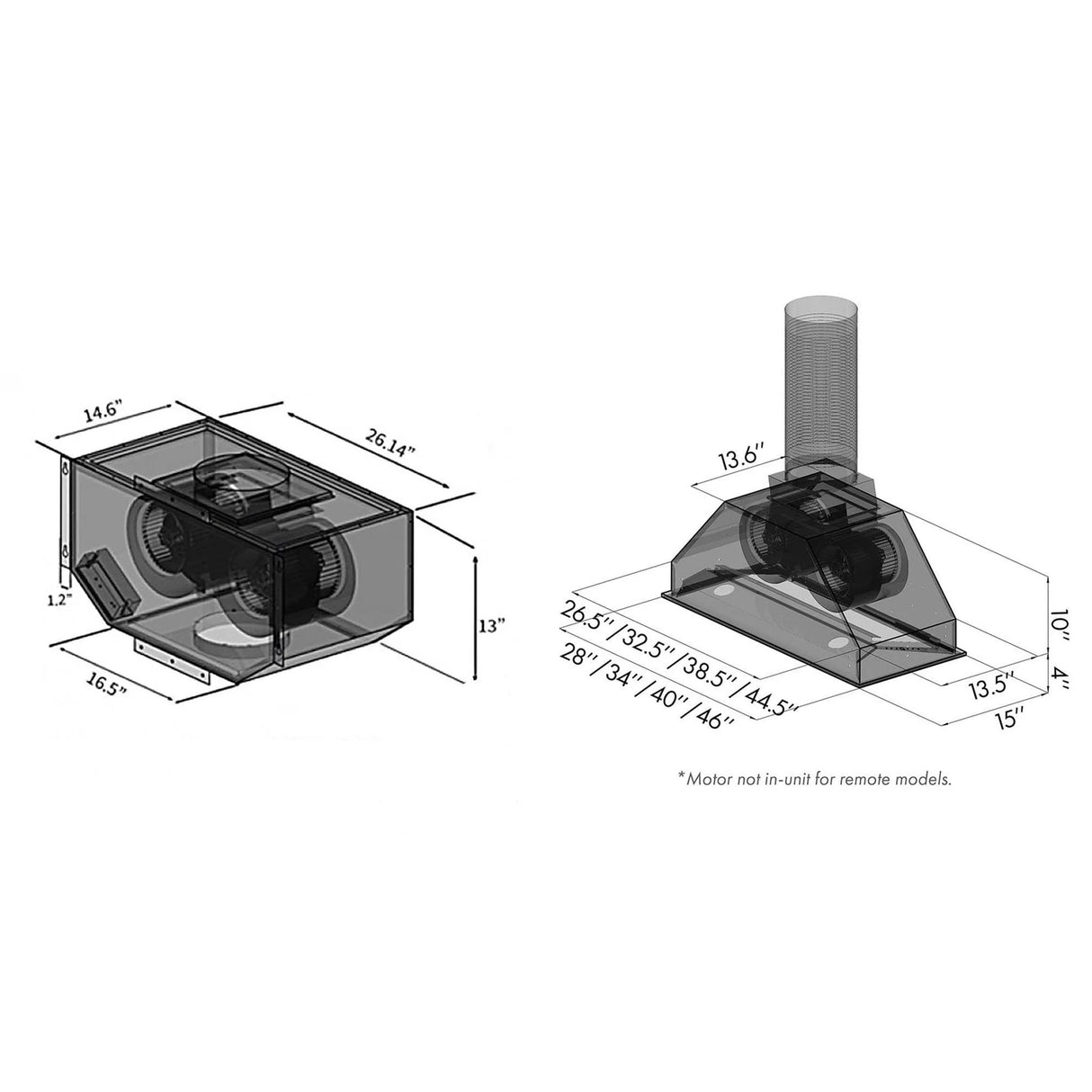 ZLINE 34" Remote Blower Ducted Range Hood Insert in Stainless Steel