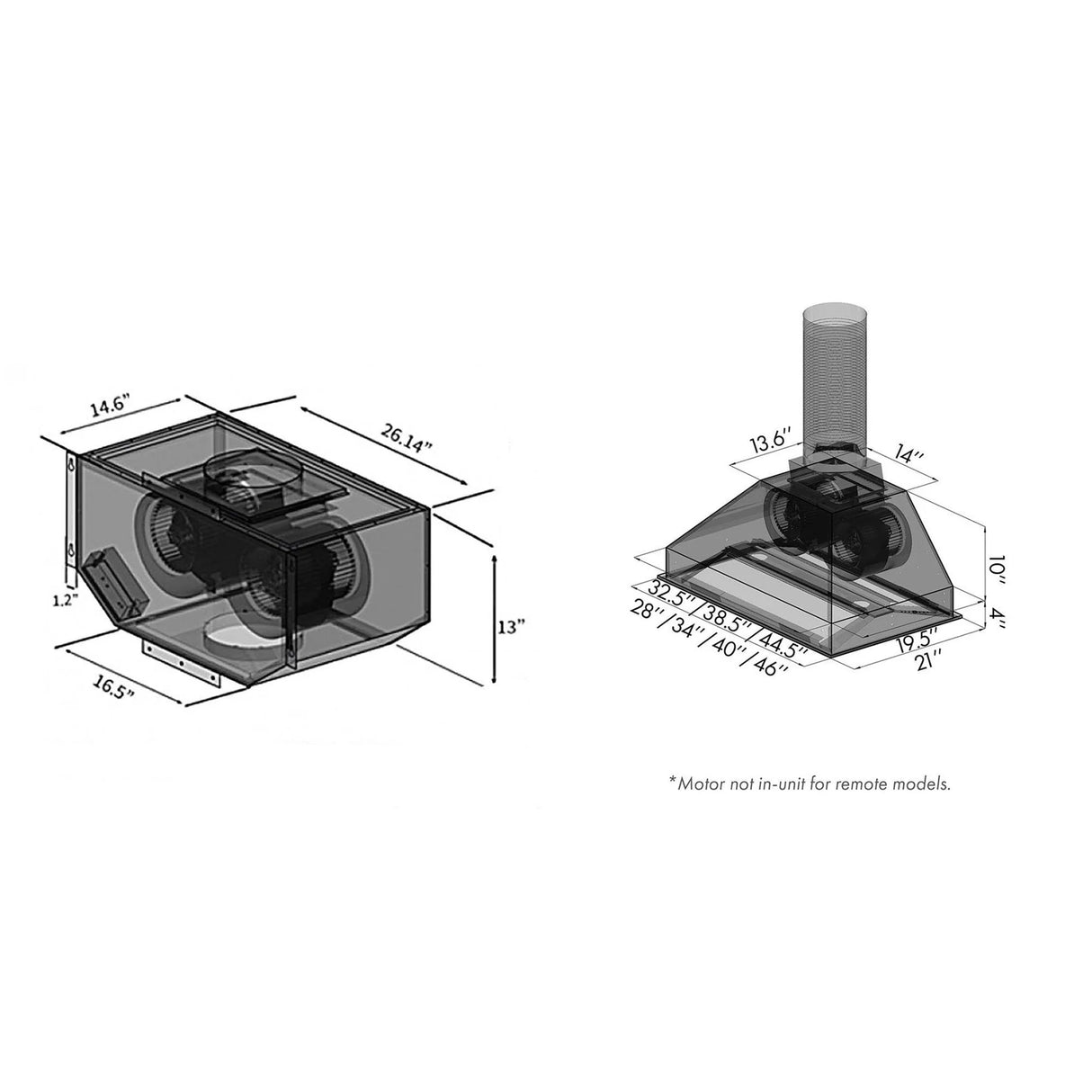 ZLINE 34" Remote Blower Ducted Range Hood Insert in Stainless Steel