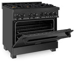 ZLINE 36" 4.6 cu. ft. Dual Fuel Range with Gas Stove and Electric Oven in Black Stainless Steel with Brass Burners