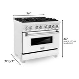 ZLINE 36" 4.6 cu. ft. Dual Fuel Range with Gas Stove and Electric Oven in DuraSnow Stainless Steel