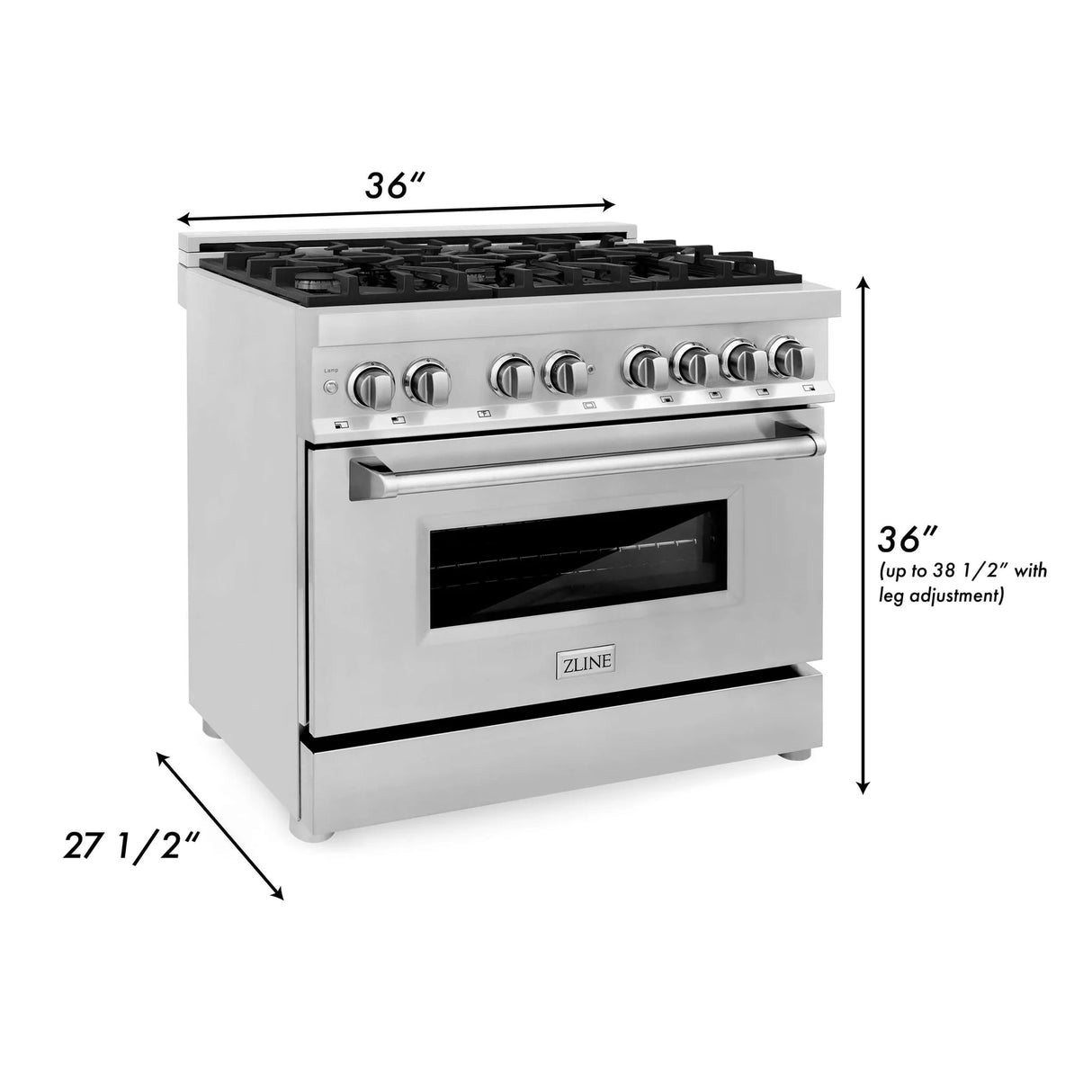 ZLINE 36" 4.6 cu. ft. Dual Fuel Range with Gas Stove and Electric Oven in Stainless Steel