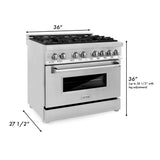 ZLINE 36" 4.6 cu. ft. Dual Fuel Range with Gas Stove and Electric Oven in Stainless Steel