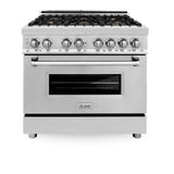 ZLINE 36" 4.6 cu. ft. Dual Fuel Range with Gas Stove and Electric Oven in Stainless Steel with Brass Burners