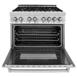 ZLINE 36" 4.6 cu. ft. Dual Fuel Range with Gas Stove and Electric Oven in Stainless Steel with Brass Burners