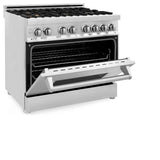 ZLINE 36" 4.6 cu. ft. Dual Fuel Range with Gas Stove and Electric Oven in Stainless Steel with Brass Burners