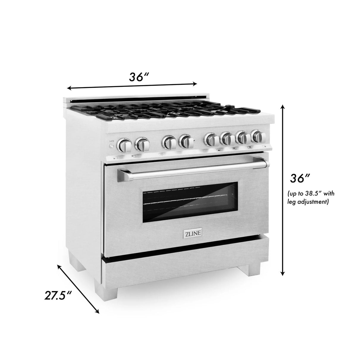 ZLINE 36" 4.6 cu. ft. Dual Fuel Range with Gas Stove and Electric Oven in DuraSnow Stainless Steel