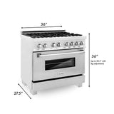 ZLINE 36" 4.6 cu. ft. Dual Fuel Range with Gas Stove and Electric Oven in DuraSnow Stainless Steel