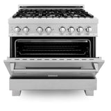 ZLINE 36" 4.6 cu. ft. Dual Fuel Range with Gas Stove and Electric Oven in DuraSnow Stainless Steel