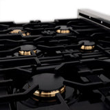 ZLINE 36" 4.6 cu. ft. Electric Oven and Gas Cooktop Dual Fuel Range with Griddle and Brass Burners in Stainless Steel