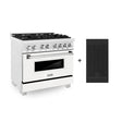 ZLINE 36" 4.6 cu. ft. Electric Oven and Gas Cooktop Dual Fuel Range with Griddle and White Matte Door in DuraSnow Stainless Steel