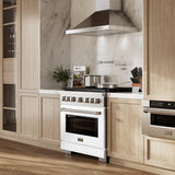 ZLINE 36" 4.6 cu. ft. Electric Oven and Gas Cooktop Dual Fuel Range with Griddle and White Matte Door in Stainless Steel