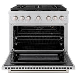 ZLINE 36 in. 5.2 cu. ft. 6 Burner Gas Range with Convection Gas Oven in Stainless Steel