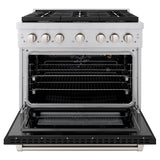 ZLINE 36 in. 5.2 cu. ft. 6 Burner Gas Range with Convection Gas Oven in Stainless Steel