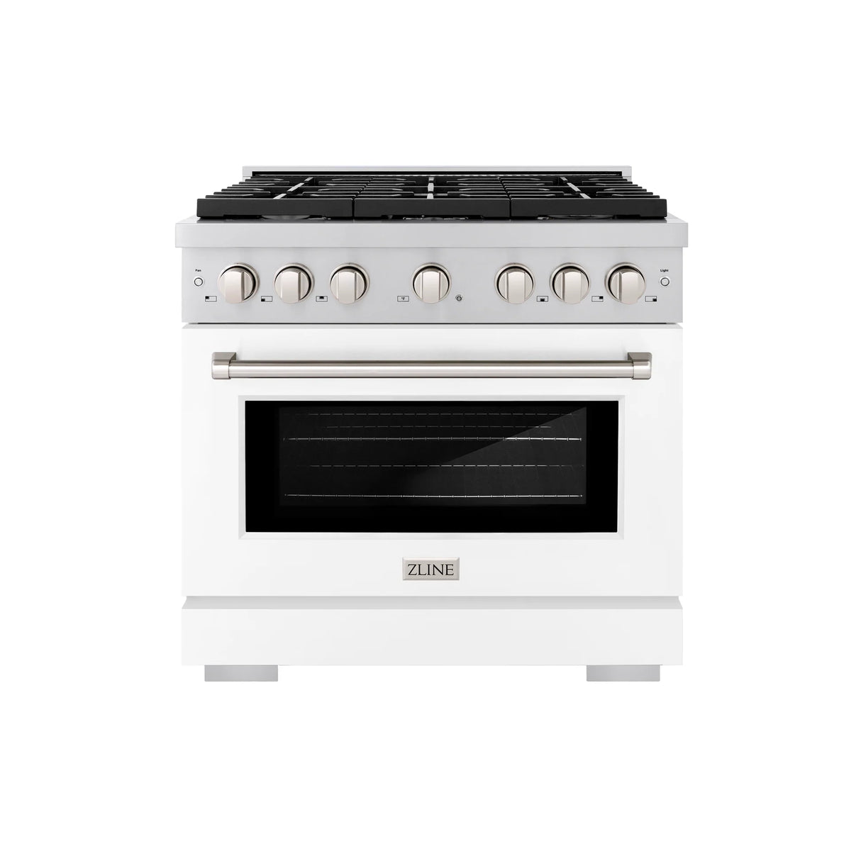 ZLINE 36 in. 5.2 cu. ft. 6 Burner Gas Range with Convection Gas Oven in Stainless Steel with White Matte Door