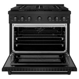 ZLINE 36 in. 5.2 cu. ft. Gas Range with Convection Gas Oven in Black Stainless Steel with 6 Brass Burners