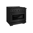 ZLINE 36 in. 5.2 cu. ft. Gas Range with Convection Gas Oven in Black Stainless Steel with 6 Brass Burners