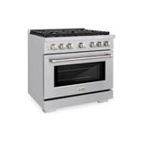 ZLINE 36 in. 5.2 cu. ft. Gas Range with Convection Gas Oven in Stainless Steel with 6 Brass Burners