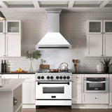 ZLINE 36" Autograph Edition Fingerprint Resistant Stainless Steel Range Hood with White Matte Shell and Handle