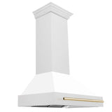 ZLINE 36" Autograph Edition Fingerprint Resistant Stainless Steel Range Hood with White Matte Shell and Handle