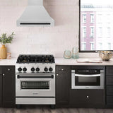 ZLINE 36" Autograph Edition Kitchen Package with Stainless Steel Dual Fuel Range and Range Hood with Matte Black Accents