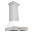 ZLINE 36" Autograph Edition Stainless Steel Range Hood with White Matte Shell and Handle