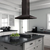 ZLINE 36" Convertible Vent Island Mount Range Hood in Black Stainless Steel