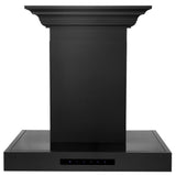 ZLINE 36" Convertible Vent Wall Mount Range Hood in Black Stainless Steel with Crown Molding