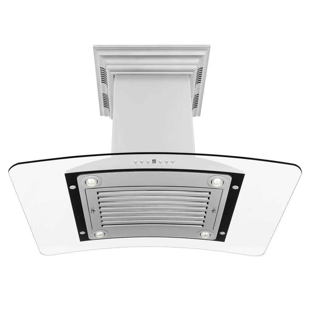 ZLINE 36" CrownSound™ Ducted Vent Island Mount Range Hood in Stainless Steel with Built-in Bluetooth Speakers