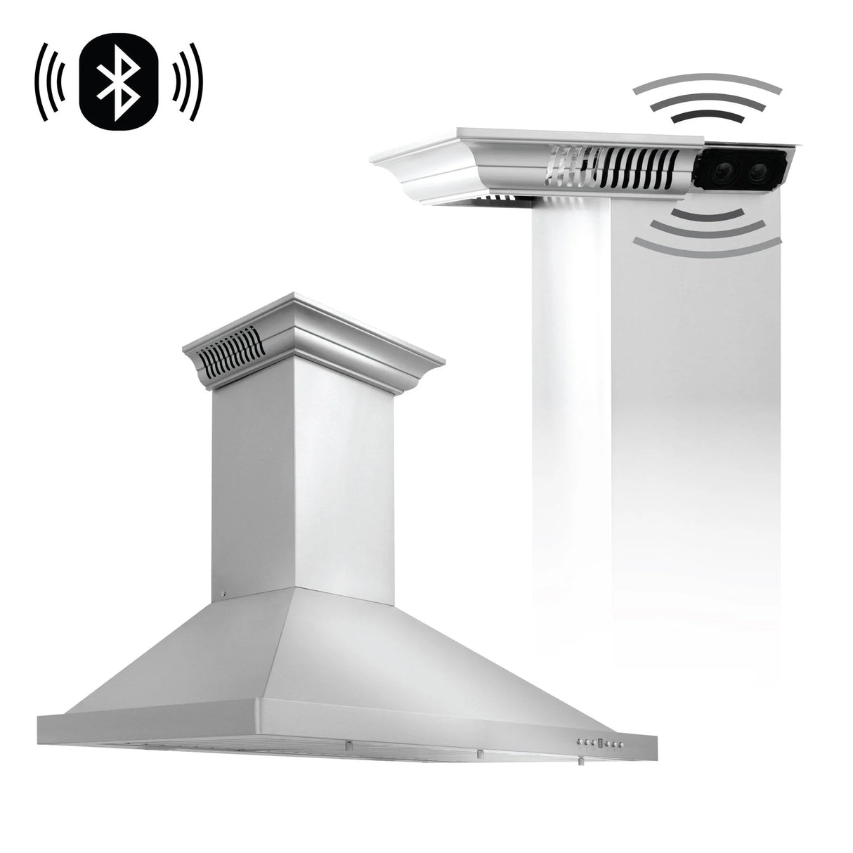 ZLINE 36" CrownSound™ Ducted Vent Wall Mount Range Hood in Stainless Steel with Built-in Bluetooth Speakers