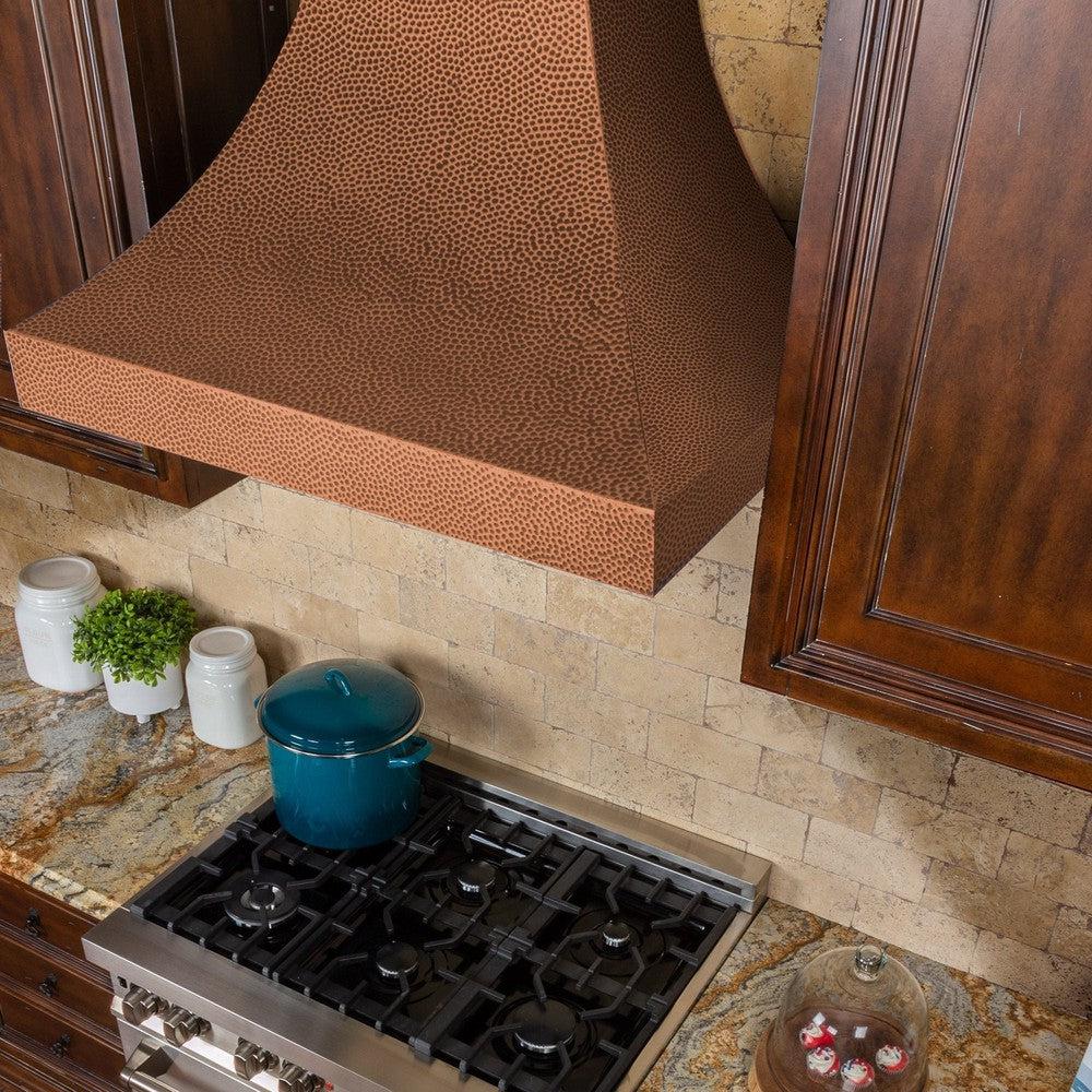 ZLINE 36" Designer Series Hand-Hammered Copper Finish Ducted Wall Range Hood