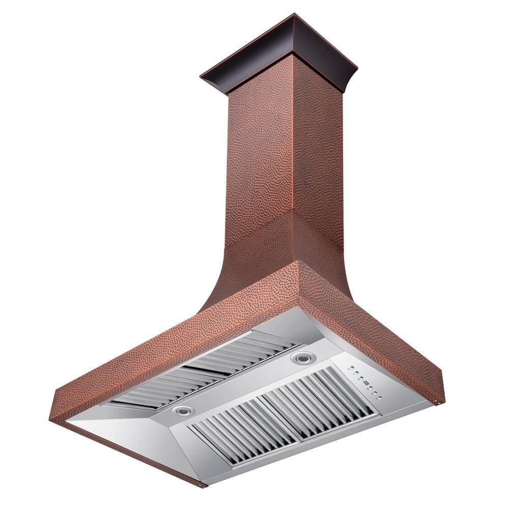 ZLINE 36" Designer Series Hand-Hammered Copper Finish Ducted Wall Range Hood