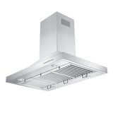 ZLINE 36" Ducted Island Mount Range Hood with Single Remote Blower in Stainless Steel