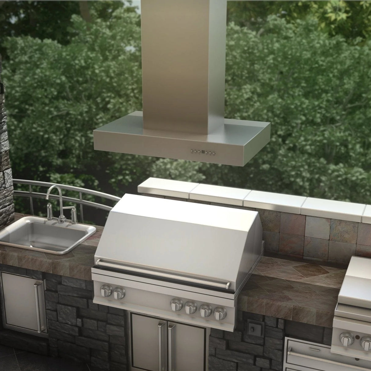 ZLINE 36" Ducted Outdoor Island Mount Range Hood in Stainless Steel