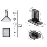 ZLINE 36" Ducted Professional Island Mount Range Hood in Stainless Steel