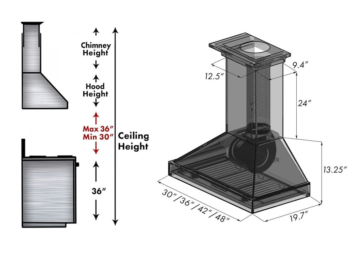 ZLINE 36" Ducted Unfinished Wooden Wall Mount Range Hood